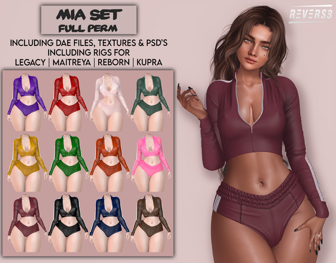 REVERS3 | Full Perm Mia Set including DAE Files, PSD'S, Rigs & textures