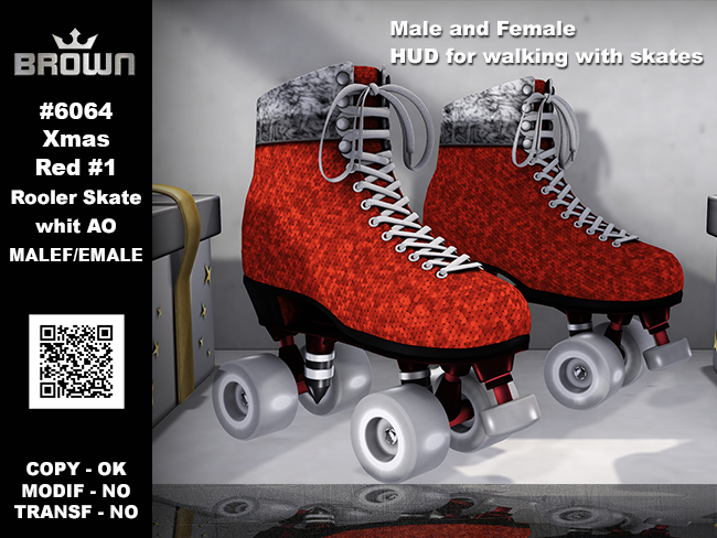 6064 Xmas RED #1 Rooler Skate whit AO MALE/FEMALE