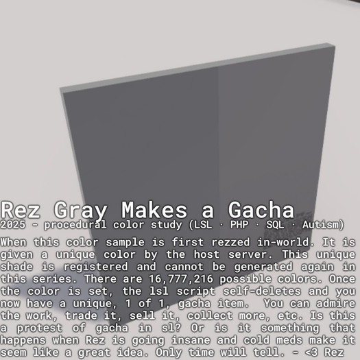 Rez Gray Makes A Gacha (2025, Colorized)
