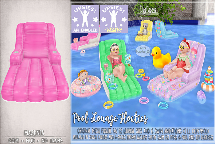 . tiptoes - Pool Lounge Floatie - Magenta