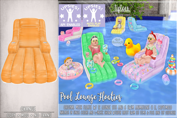 . tiptoes - Pool Lounge Floatie - Orange