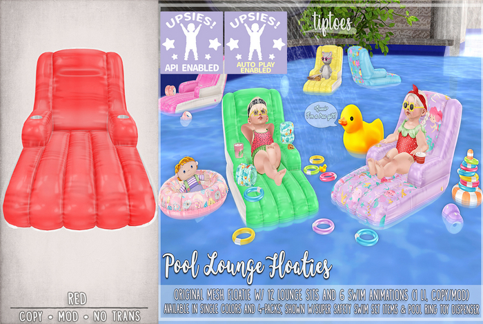 . tiptoes - Pool Lounge Floatie - Red
