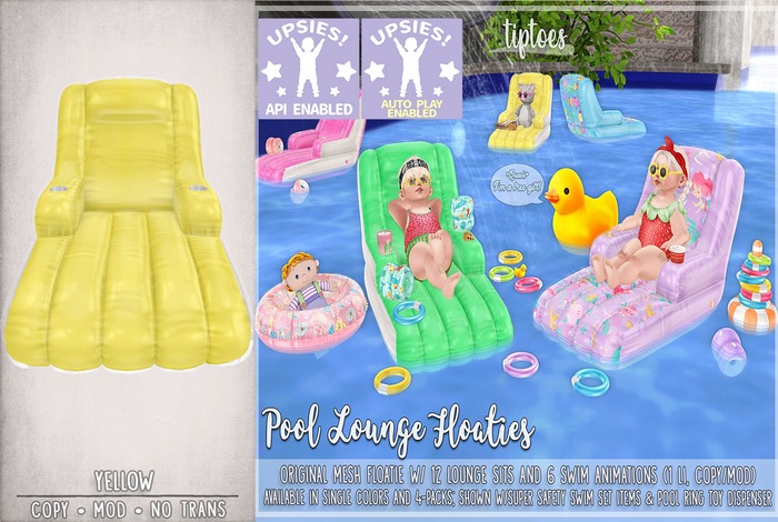 . tiptoes - Pool Lounge Floatie - Yellow
