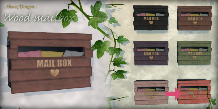 .:.H/D.:. Wood mailbox // red [21CHG7]