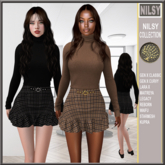 BUCKLED SKIRT WITH SWEATER,2OPTIONS
