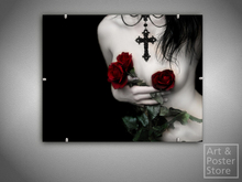 Rose And Cross | Dark Art Poster | Mesh Clip Frame 