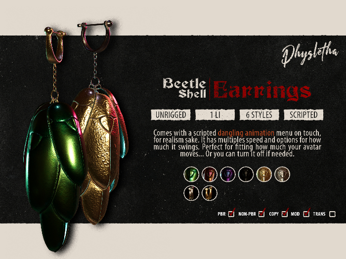 Beetle Shell Earrings PBR/NonPBR