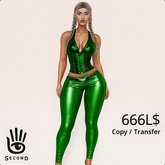 Baggi Green Dress – Shiny Modern Outfit for Women