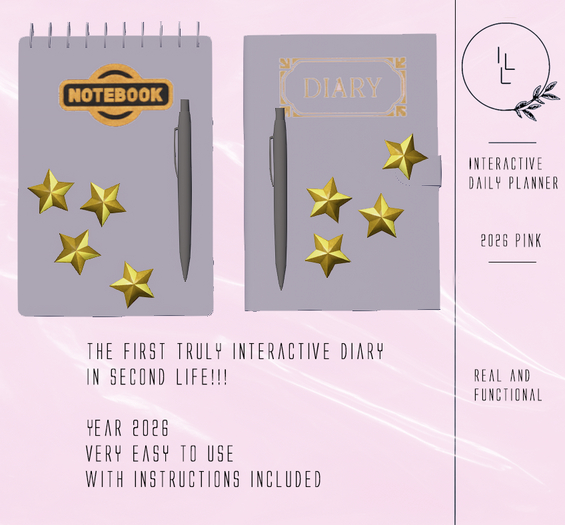 ILL Interactive Daily Planner 2026 Pink (Real and functional)