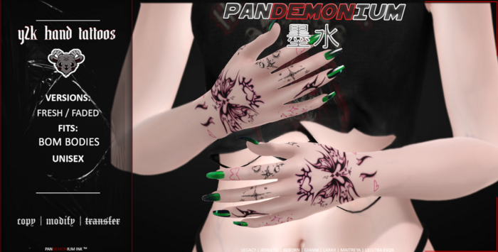 panDEMONium ink // y2k hand tattoos