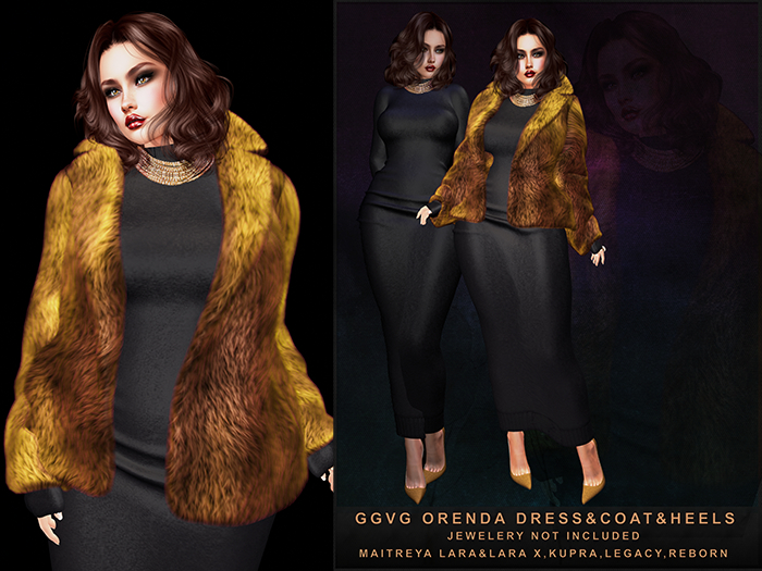 GGVG ORENDA BLACK DRESS&COAT&HIGH HEELS