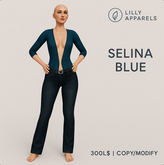 Selina Blue – Deep V-Cut Denim & Jacket Set by Lilly Apparels
