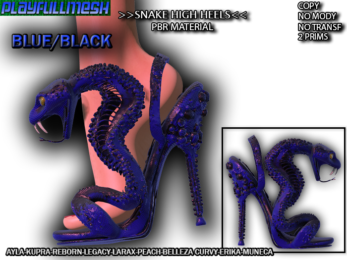 **Snake High Heels BLUE/BLACK**PlayFullMesh