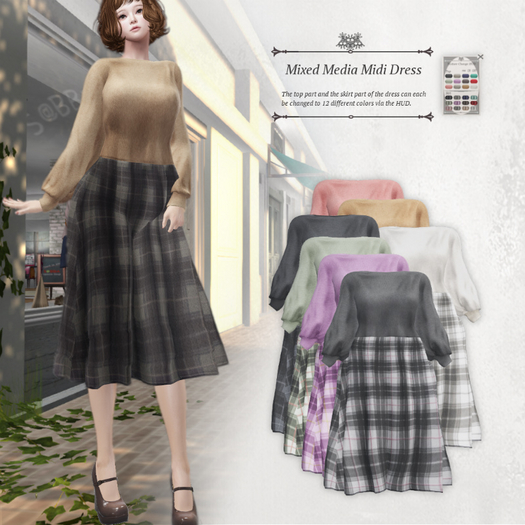 S@BBiA::Mixed Media Midi Dress