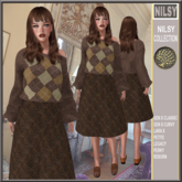 WOOL SWEATER&FLARED TWEED SKIRT
