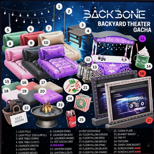 BackBone Backyard Theater - Screen (light) RARE
