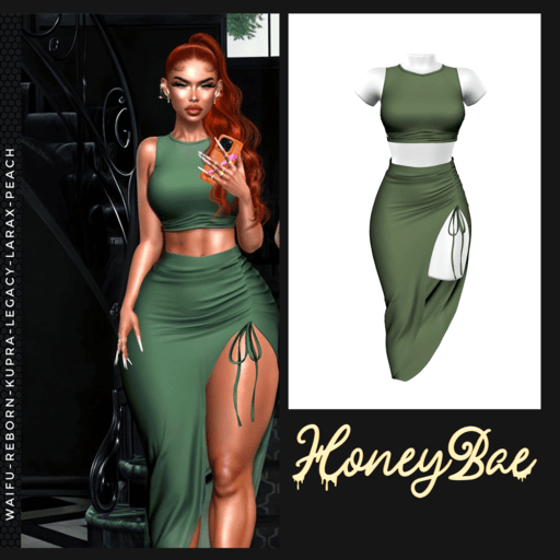 HONEYBAE~Dime set . olive