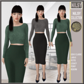 CROPPED SWEATER&PENCIL SKIRT,2COLORS