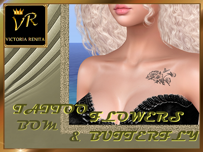 VR* TATTOO*FLOWERS & BUTTERFLY*