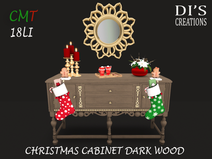 CHRISTMAS CABINET DARK WOOD