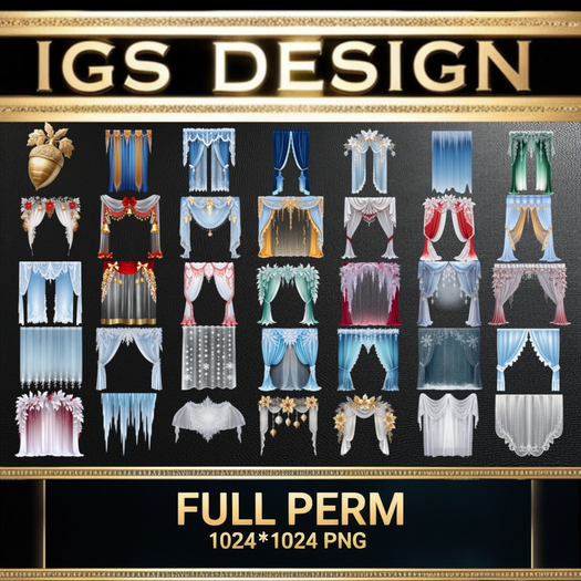 *IGS*  34 Winter Theme Curtains Textures Set