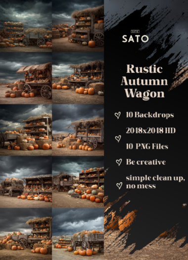 SATO - Rustic Autumn Wagon backdrops (UNPACK)