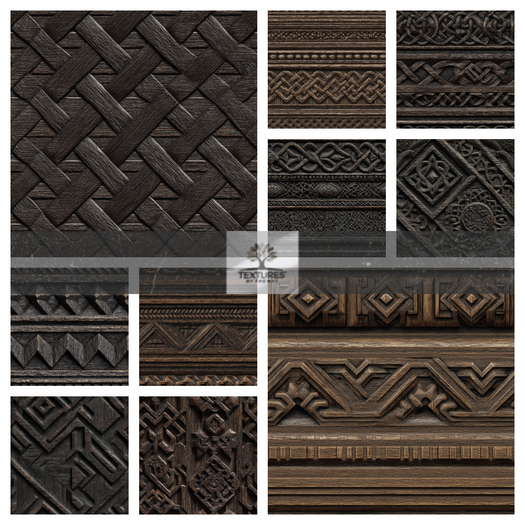 TB - SEAMLESS CARVED WOOD PACK 3