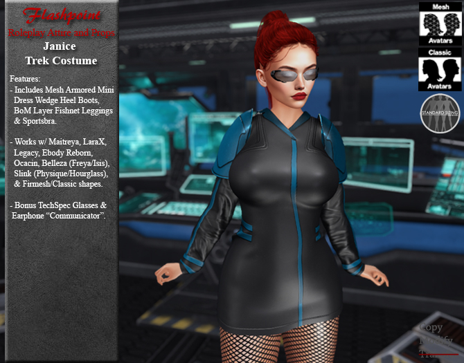 Janice Trek Costume - Black/Blue