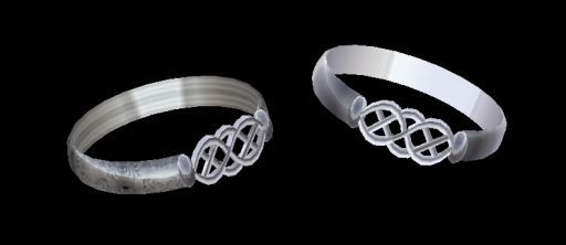 Celtic Knot Wedding Rings (2) - Patterned & Plain Silver