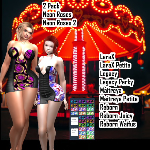 (GGD) Dress 61-Neon Roses Extended