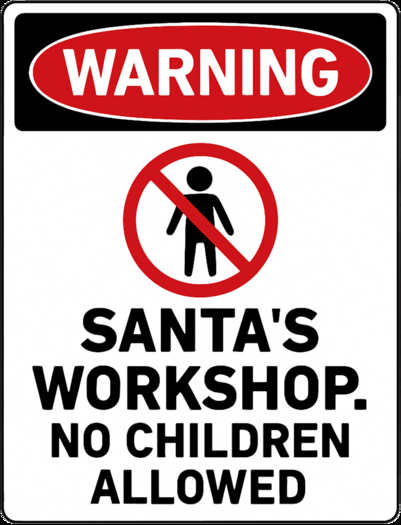 Santa Warning Sign Christmas