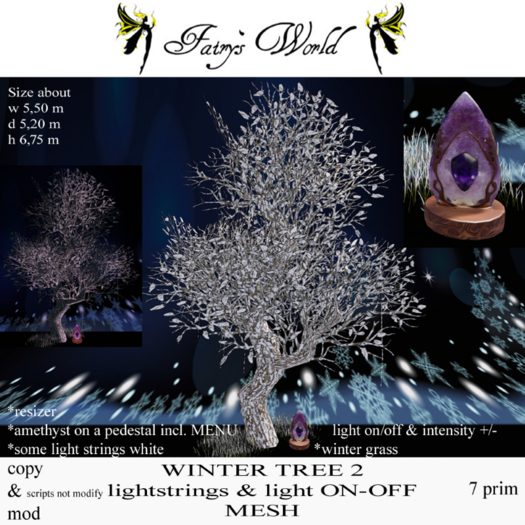 *Fairy`s World* WINTER TREE 2 lightstrings+light ON/OFF MESH