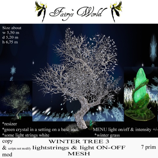 *Fairy`s World* WINTER TREE 3 lightstrings+light ON/OFF MESH