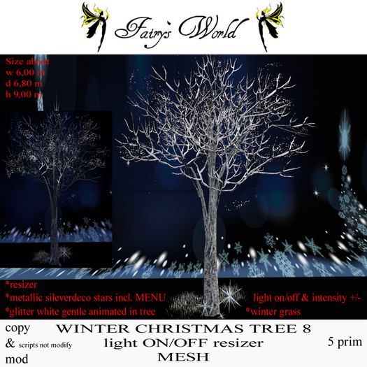 *Fairy`s World* WINTER CHRISTMAS TREE 8 lightON/OFF resizeMESH