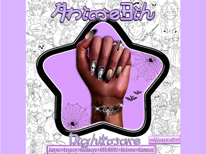 AnimeBih- Nightmare Set' Almond Nails