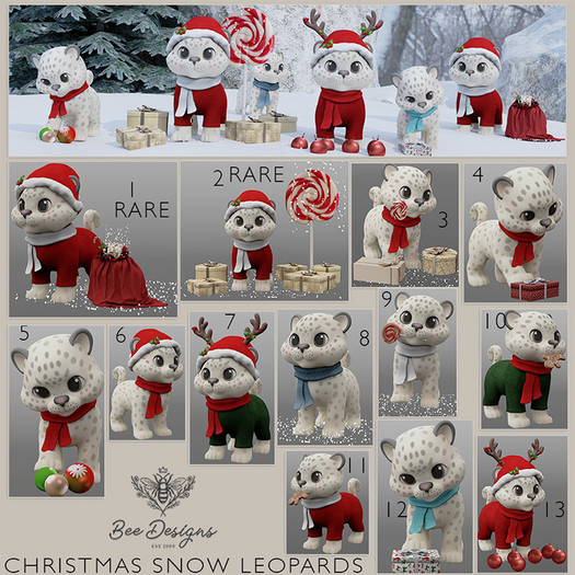 13 Bee Designs Christmas Snow Leopards