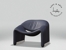 Bolton Leather Lounge Chair (PG) - Dark Blue