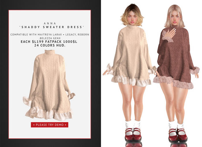 ANNA 'Shaddy  Sweater Dress' Powder