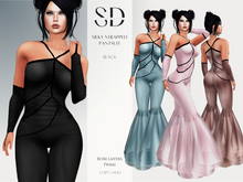 Silky Strapped Pantsuit – Black – BOM|Layers|Omega|Prims – Sweet Distractions