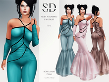 Silky Strapped Pantsuit – Teal – BOM|Layers|Omega|Prims – Sweet Distractions
