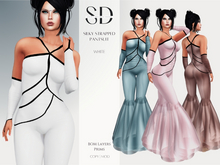 Silky Strapped Pantsuit – White – BOM|Layers|Omega|Prims – Sweet Distractions