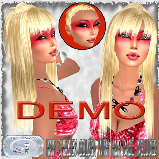 ---> T&S GLaMouR <--- Hair CheLsey Long Straight Golden and Hair Base DEMO