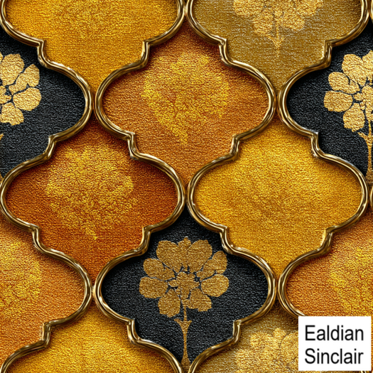 Arabesque Ochre and Black Seamless Texture