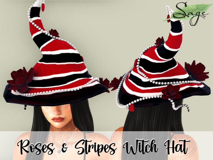 :::SAGE::: Roses & Stripes Witch Hat [UnPacker]