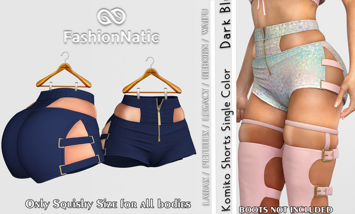 Shorts Squishy Kamiko Dark Blue  -  Reborn , Legacy, LaraX, PetiteX - FashionNatic