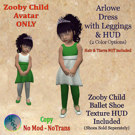 Arlowe Zooby Child Simple Dress Set - GREEN [ADD]