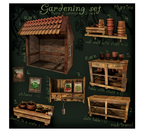 1 Myrrine. Gardening set shack RARE