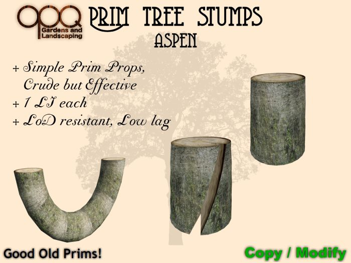 3 Simple Tree Stumps - OPQ Prim Tree stumps  Aspen