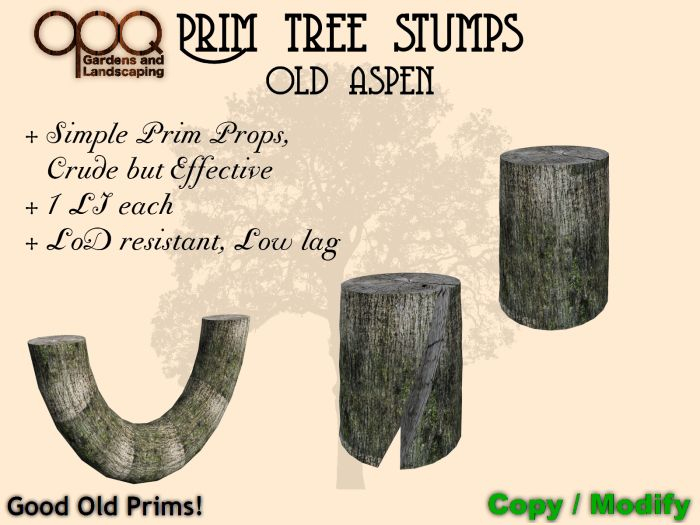 3 Simple Tree Stumps - OPQ Prim Tree stumps Old Aspen