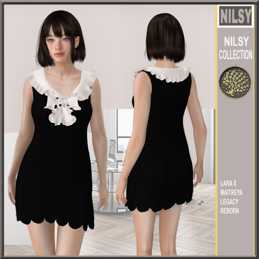WHITE RUFFLED BOW COLLAR BABYDOLL DRESS